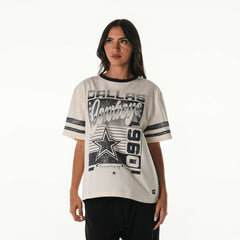 Dallas Cowboys The Wild Collective Women's Vintage Drop Shoulder Oversized Boyfriend T-Shirt - Cream on sale