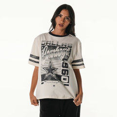 Dallas Cowboys The Wild Collective Women's Vintage Drop Shoulder Oversized Boyfriend T-Shirt - Cream on sale