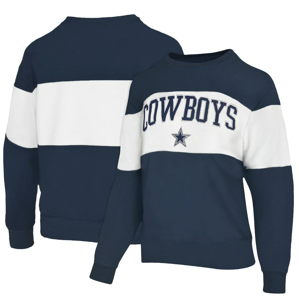 Dallas Cowboys Lauren James Women's Bling Colorblock Terry Sweatshirt - Navy for sale