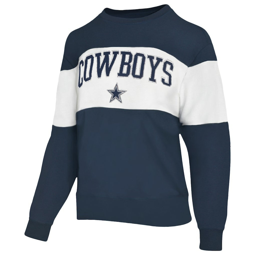 Dallas Cowboys Lauren James Women's Bling Colorblock Terry Sweatshirt - Navy for sale