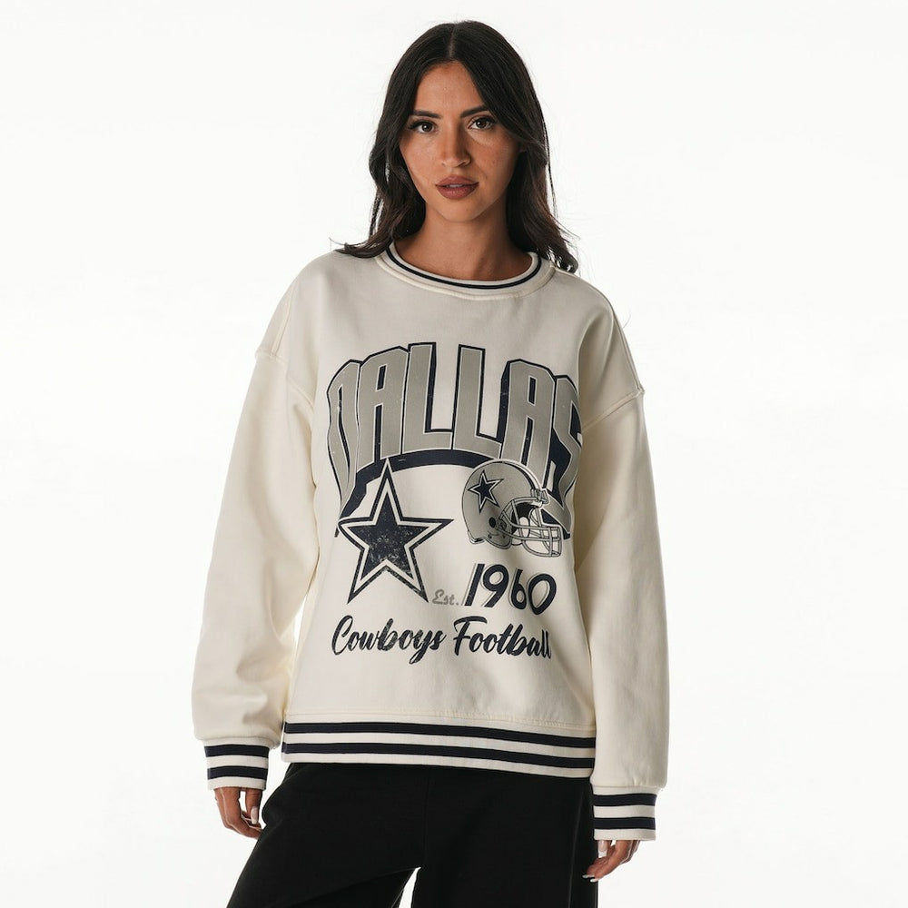 Dallas Cowboys The Wild Collective Women's Oversized Vintage French Terry Sweatshirt - Cream online