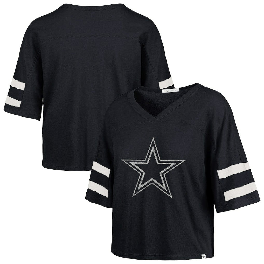 Dallas Cowboys '47 Women's Premier Scout Cropped V-Neck T-Shirt - Navy discount