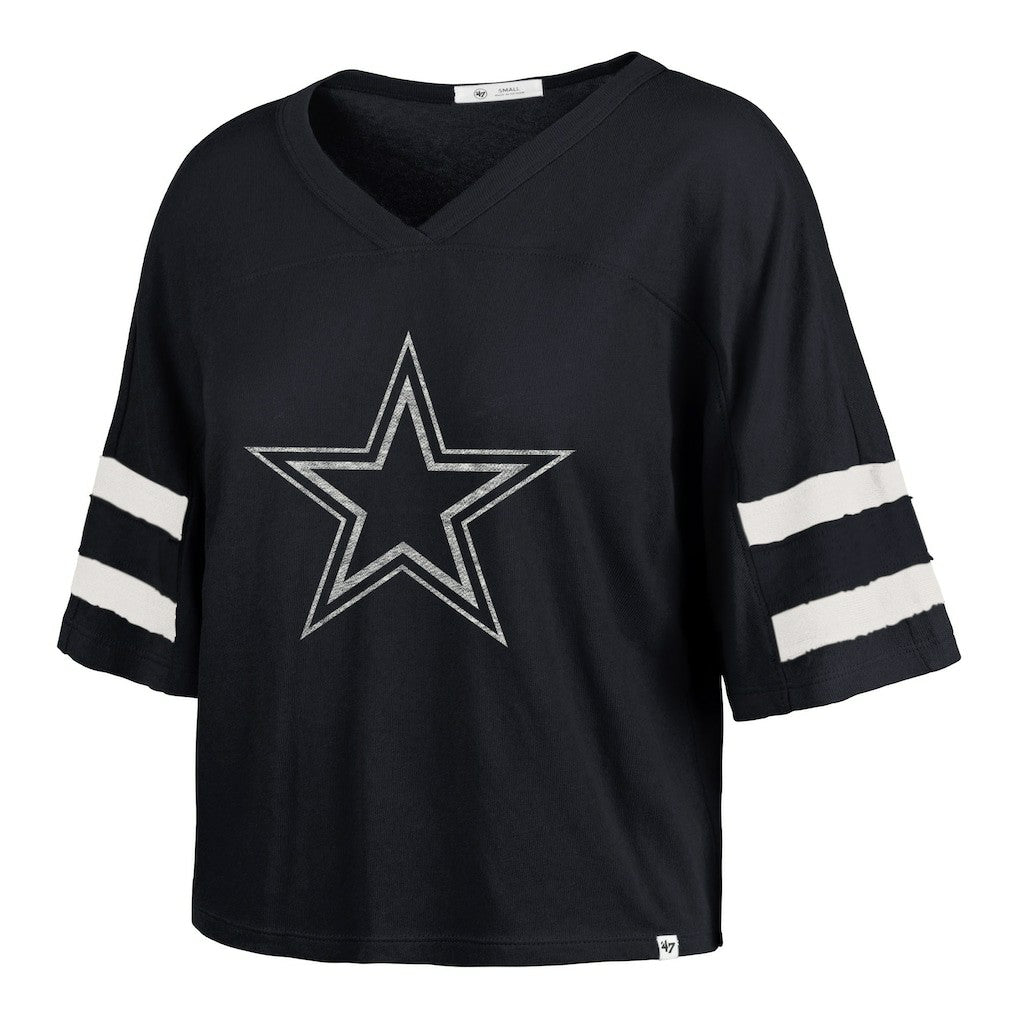 Dallas Cowboys '47 Women's Premier Scout Cropped V-Neck T-Shirt - Navy discount