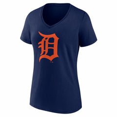 Detroit Tigers Women's Logo V-Neck T-Shirt - Navy