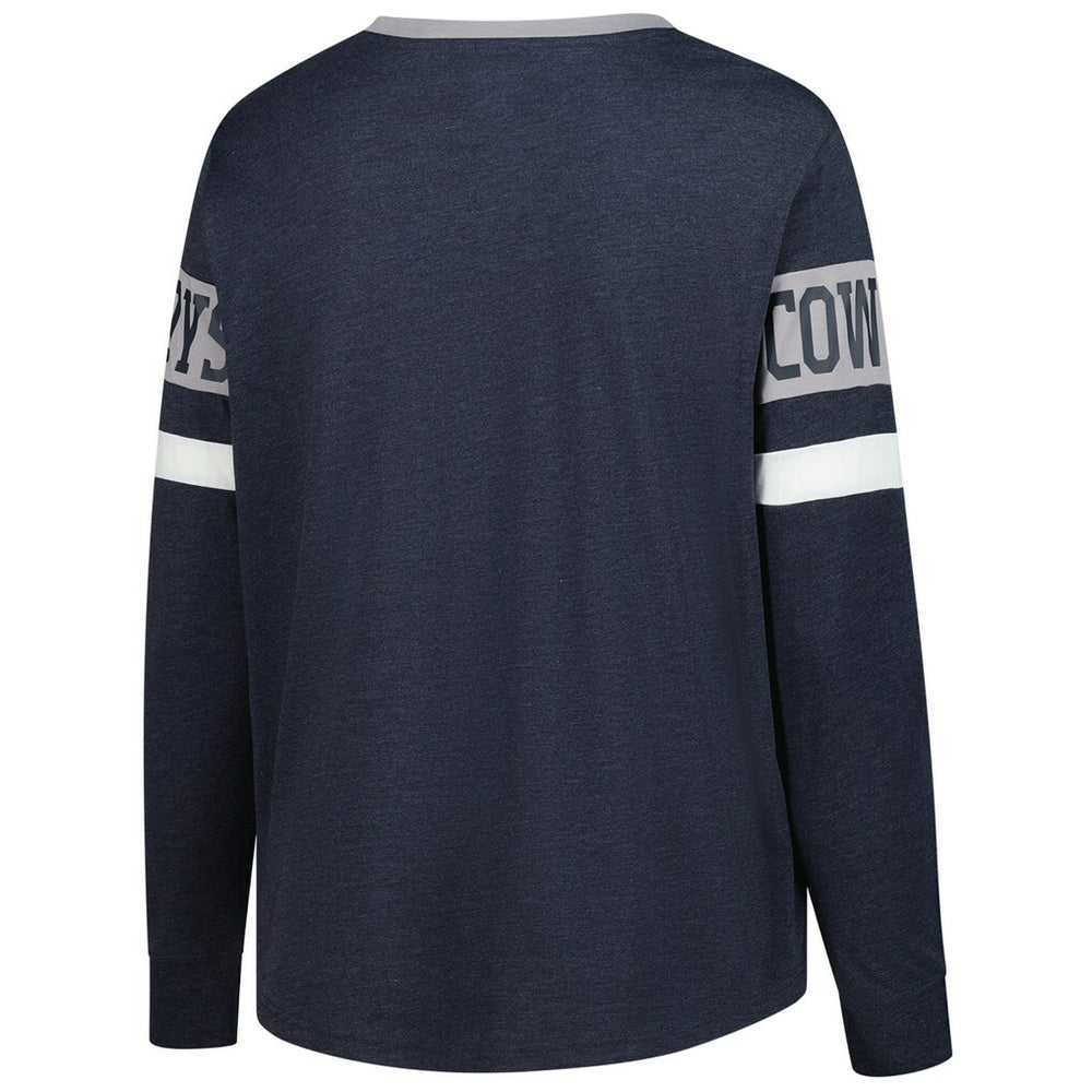 Dallas Cowboys New Era Women's Plus Size Throwback Lace-Up Long Sleeve T-Shirt - Navy online