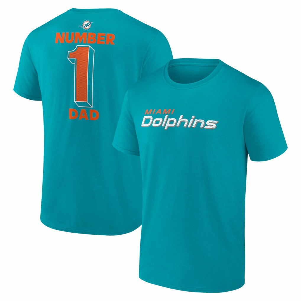 Miami Dolphins #1 Dad Jersey T-Shirt - Aqua outlet