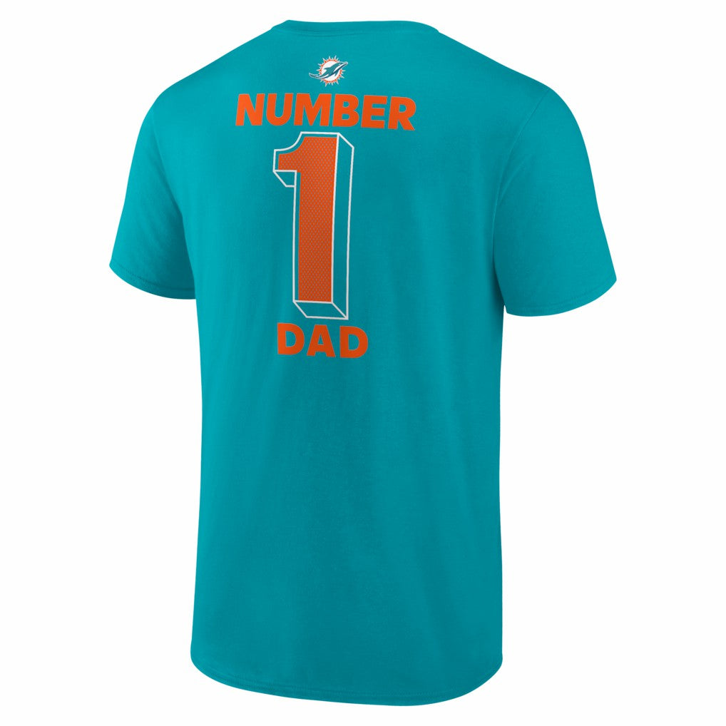 Miami Dolphins #1 Dad Jersey T-Shirt - Aqua outlet
