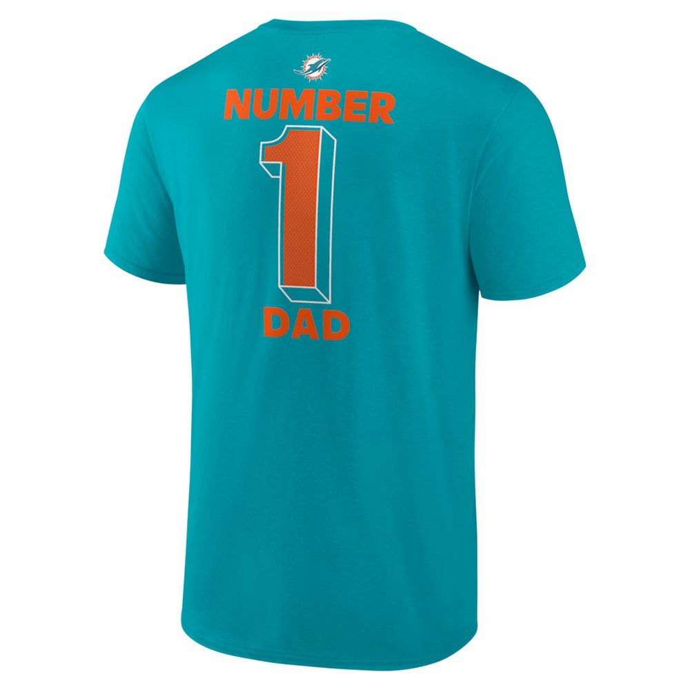 Miami Dolphins #1 Dad Jersey T-Shirt - Aqua outlet