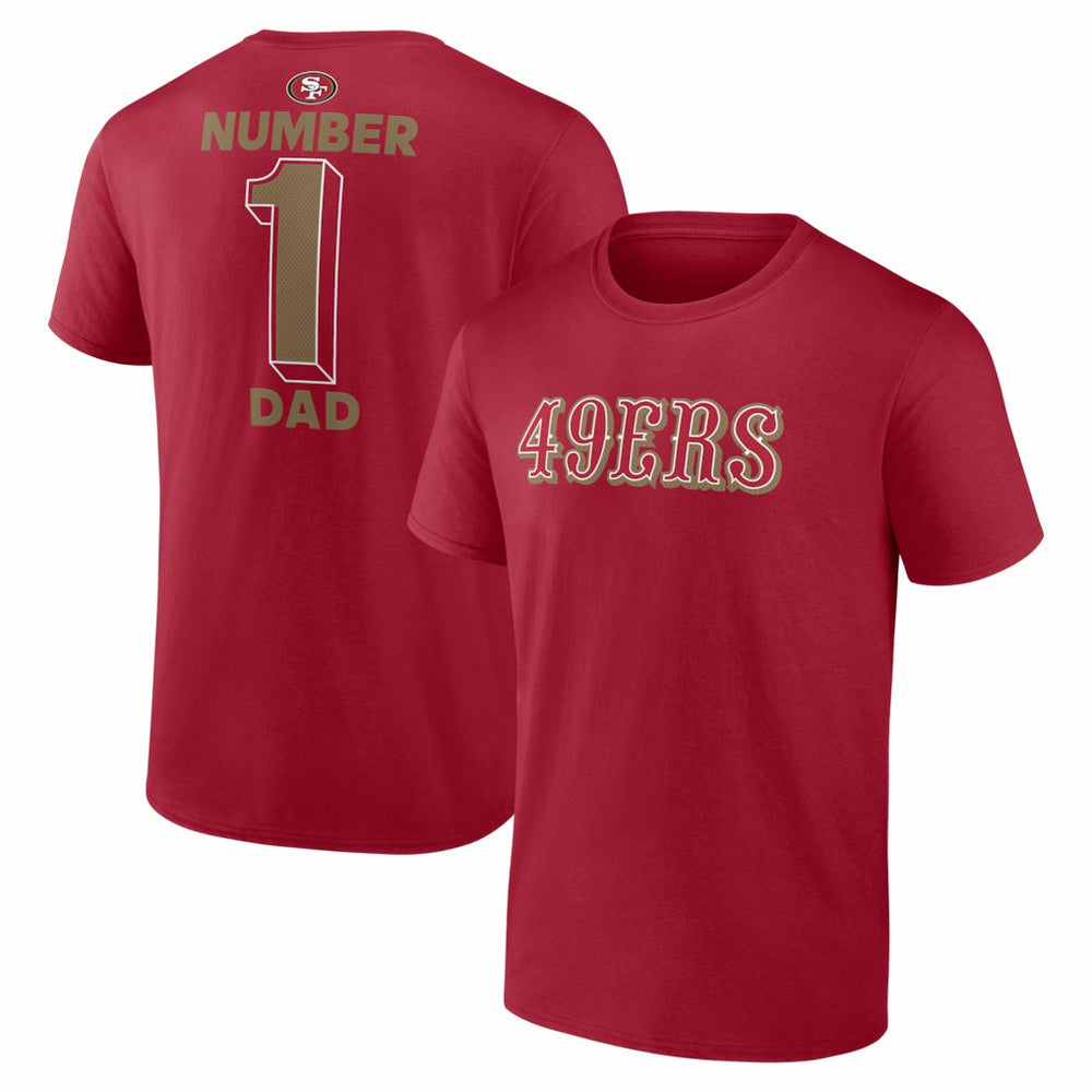 San Francisco 49ers #1 Dad Jersey T-Shirt - Scarlet discount