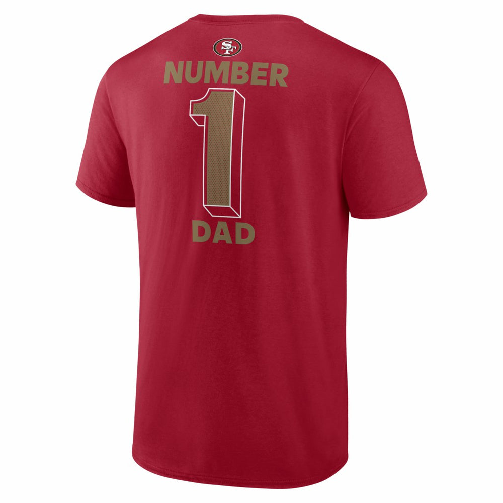 San Francisco 49ers #1 Dad Jersey T-Shirt - Scarlet discount