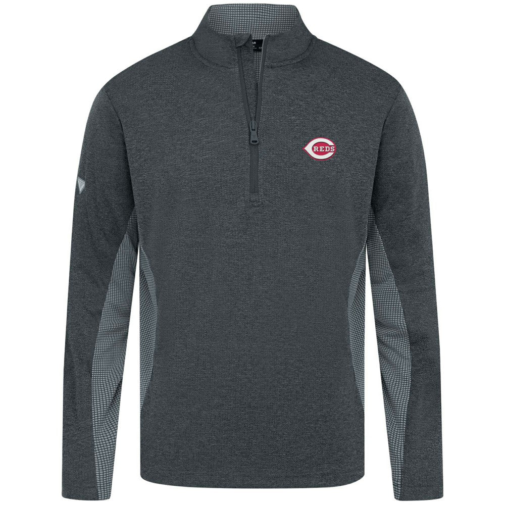 Cincinnati Reds Levelwear Waffle Insignia 2.0 Quarter-Zip Pullover - Heather Black