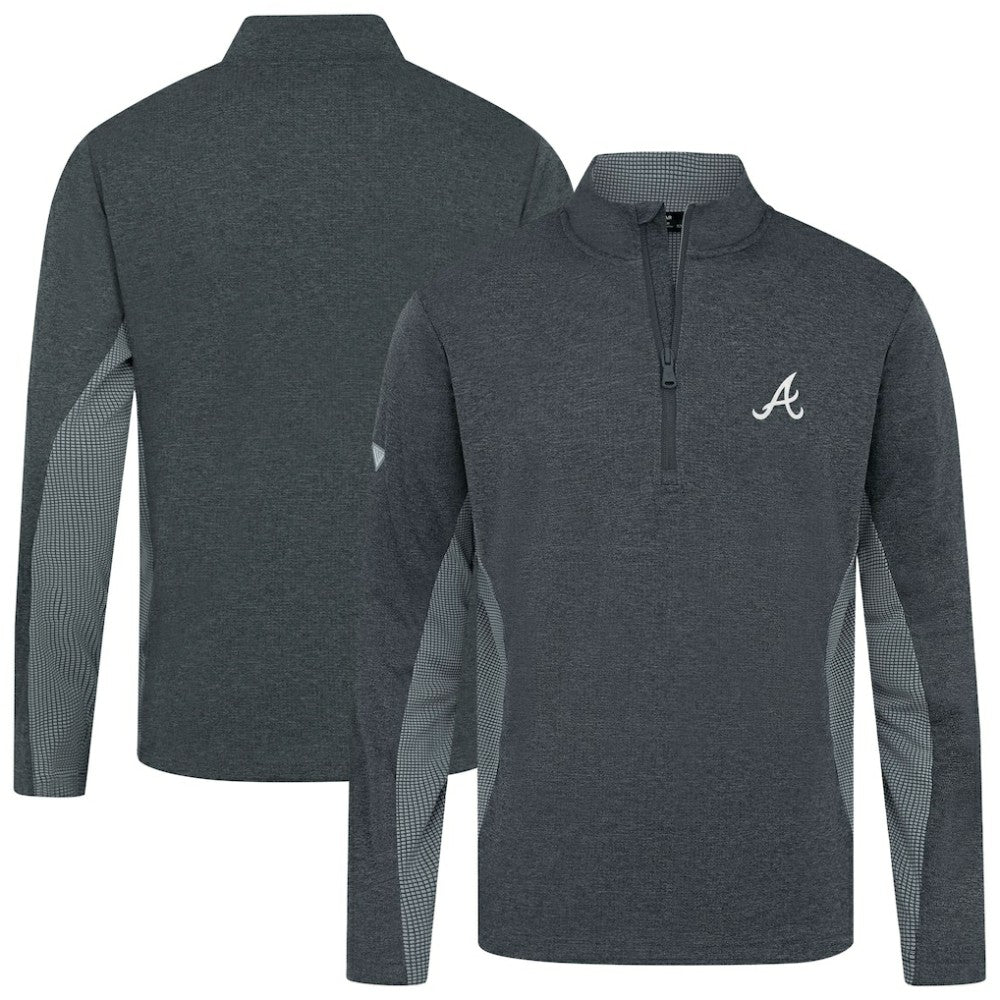 Atlanta Braves Levelwear Waffle Insignia 2.0 Quarter-Zip Pullover - Heather Black