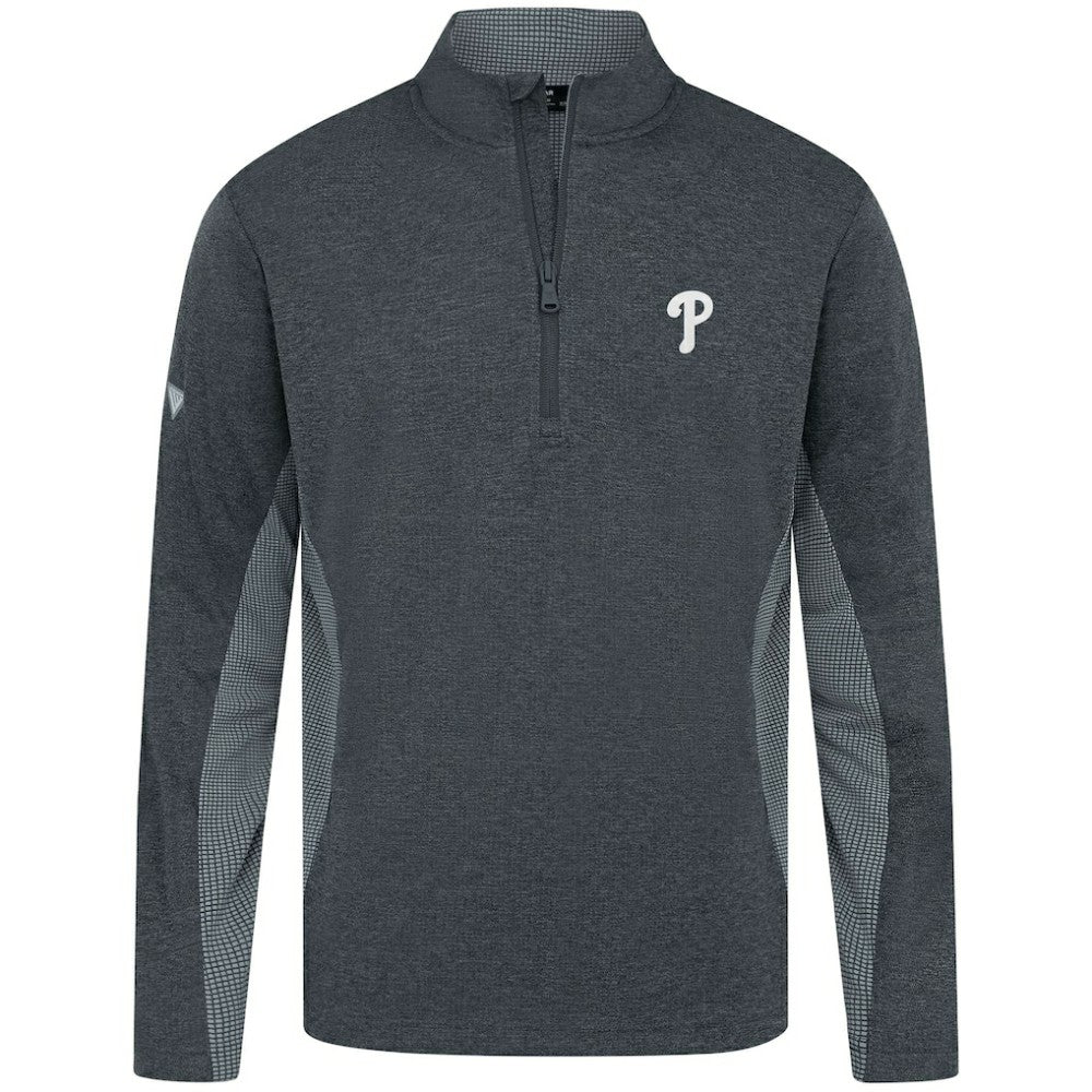 Philadelphia Phillies Levelwear Waffle Insignia 2.0 Quarter-Zip Pullover - Heather Black
