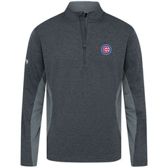Chicago Cubs Levelwear Waffle Insignia 2.0 Quarter-Zip Pullover - Heather Black