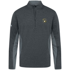 Milwaukee Brewers Levelwear Waffle Insignia 2.0 Quarter-Zip Pullover - Heather Black