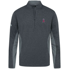 Los Angeles Angels Levelwear Waffle Insignia 2.0 Quarter-Zip Pullover - Heather Black