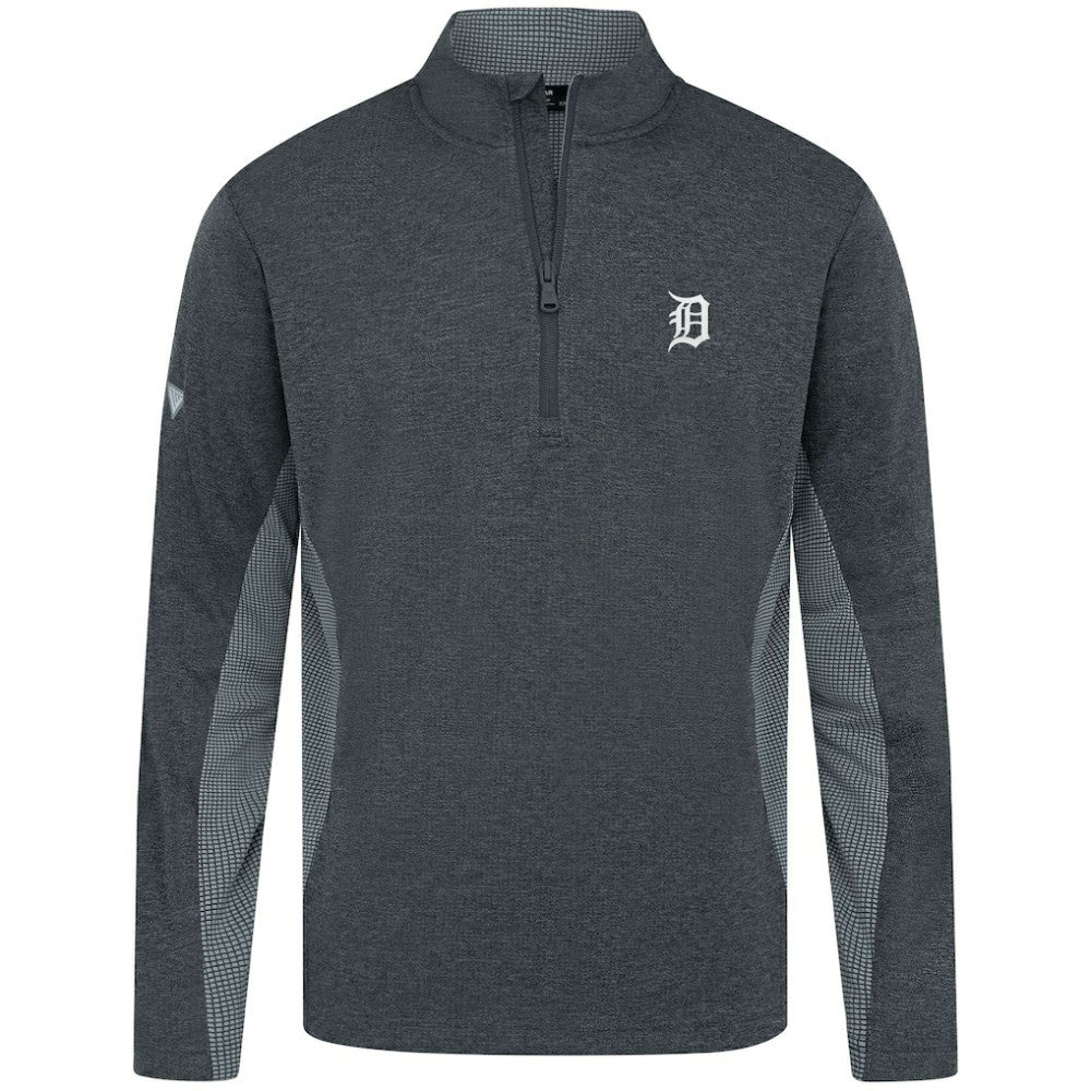 Detroit Tigers Levelwear Waffle Insignia 2.0 Quarter-Zip Pullover - Heather Black