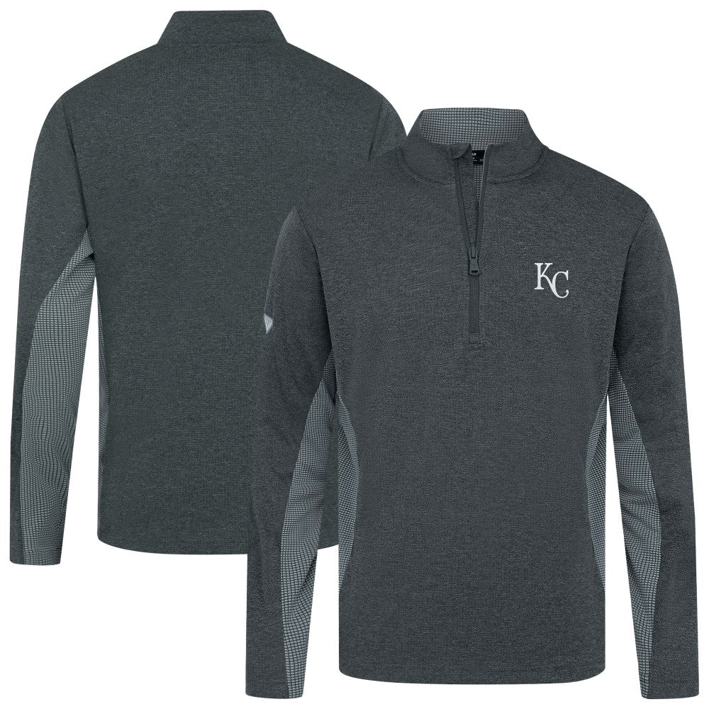 Kansas City Royals Levelwear Waffle Insignia 2.0 Quarter-Zip Pullover - Heather Black