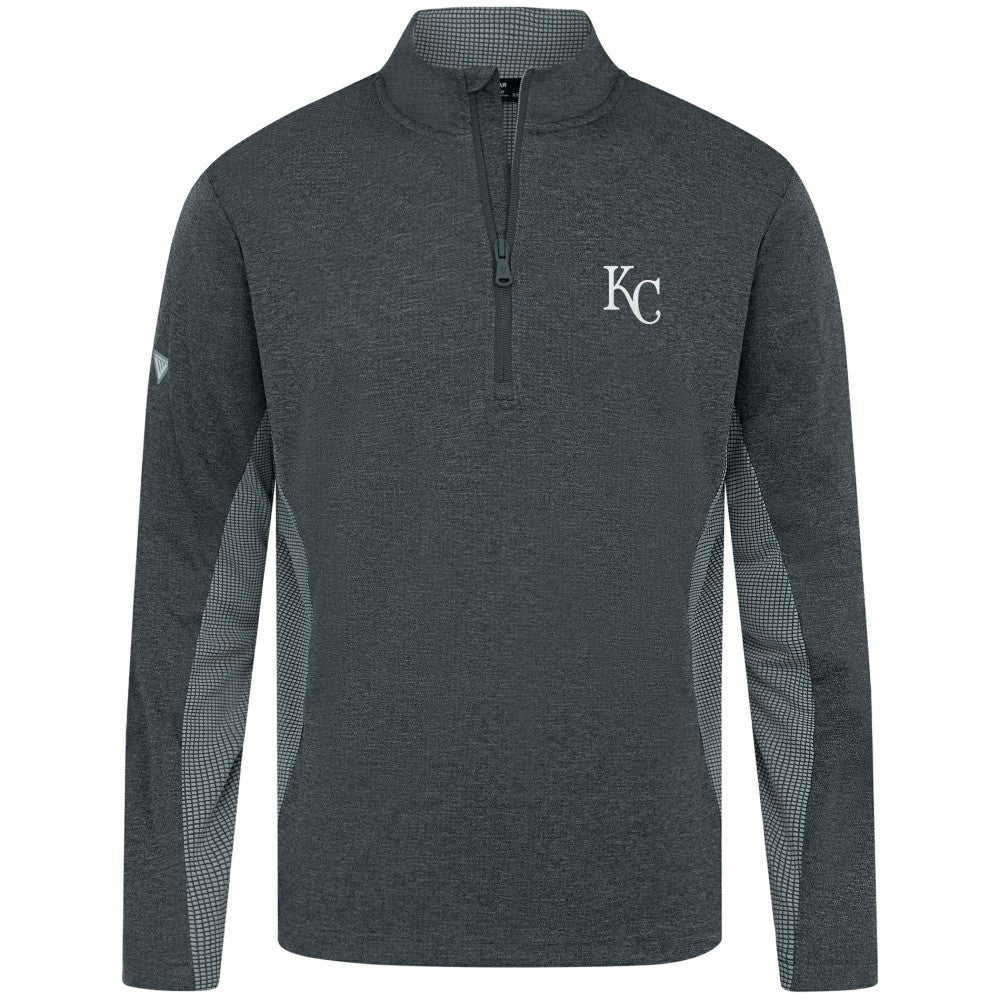 Kansas City Royals Levelwear Waffle Insignia 2.0 Quarter-Zip Pullover - Heather Black