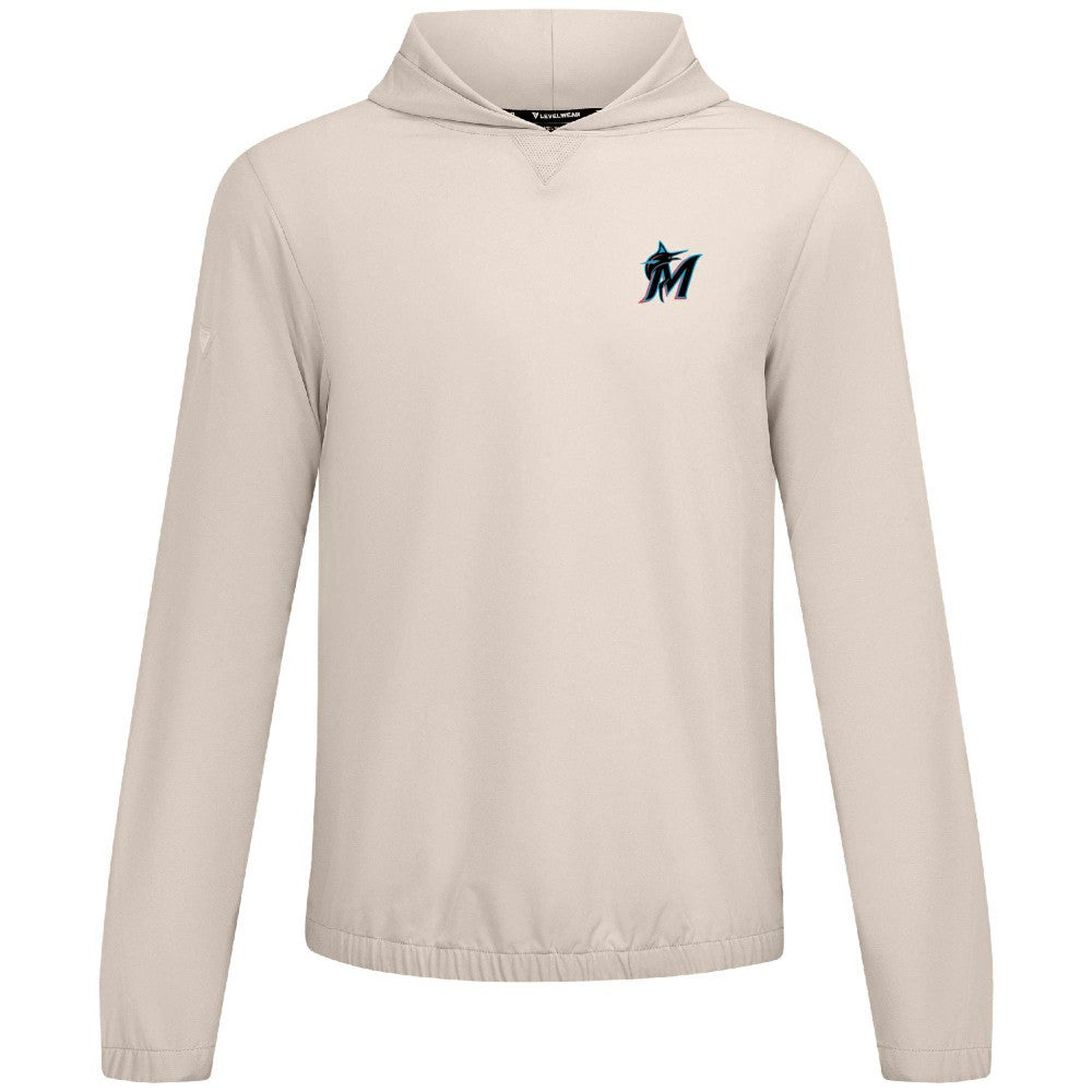 Miami Marlins Levelwear Action Insignia 2.0 Pullover Hoodie - Khaki