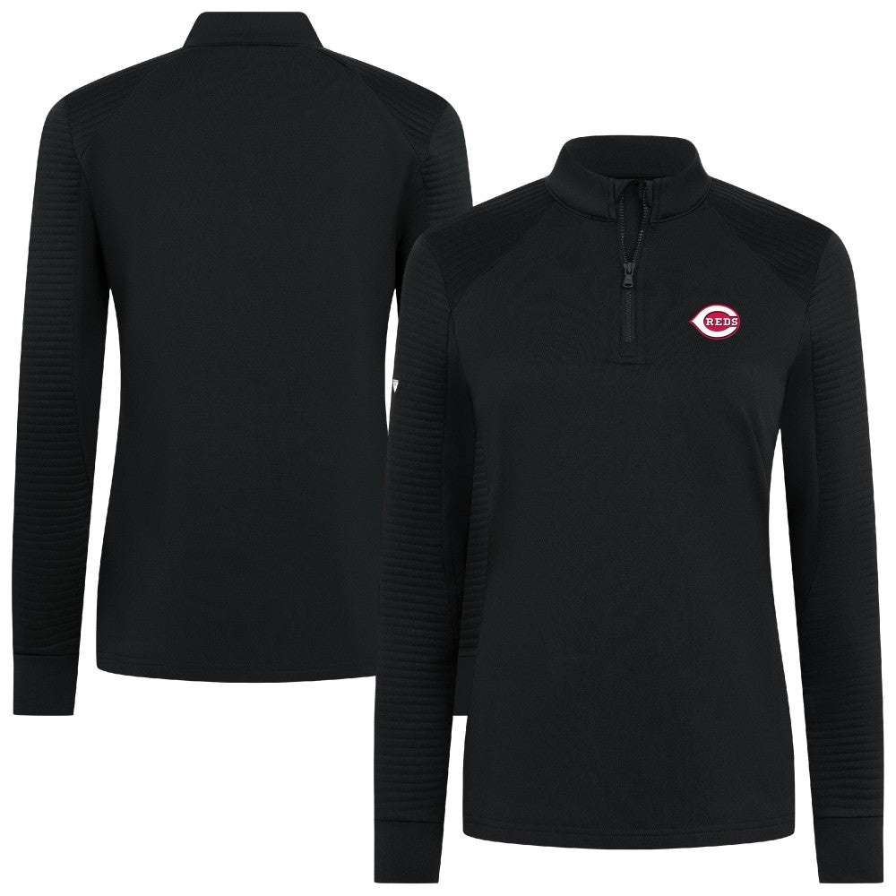 Cincinnati Reds Levelwear Women's Power Insignia 2.0 Quarter-Zip Pullover Top - Black