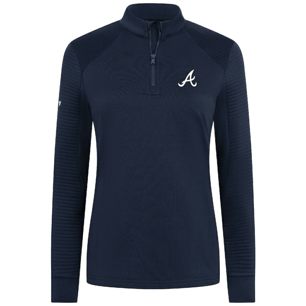 Atlanta Braves Levelwear Women's Power Insignia 2.0 Quarter-Zip Pullover Top - Navy