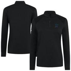 Miami Marlins Levelwear Women's Power Insignia 2.0 Quarter-Zip Pullover Top - Black