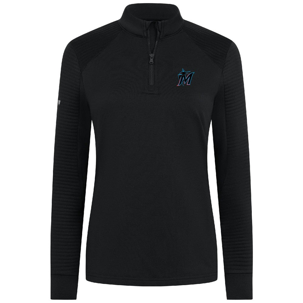 Miami Marlins Levelwear Women's Power Insignia 2.0 Quarter-Zip Pullover Top - Black