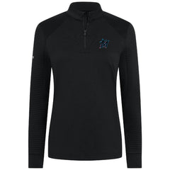 Miami Marlins Levelwear Women's Power Insignia 2.0 Quarter-Zip Pullover Top - Black