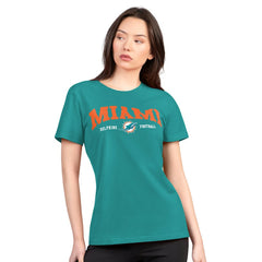 Miami Dolphins G-III 4Her by Carl Banks Women's Super-Slim Lightweight Winning Crew T-Shirt - Aqua online