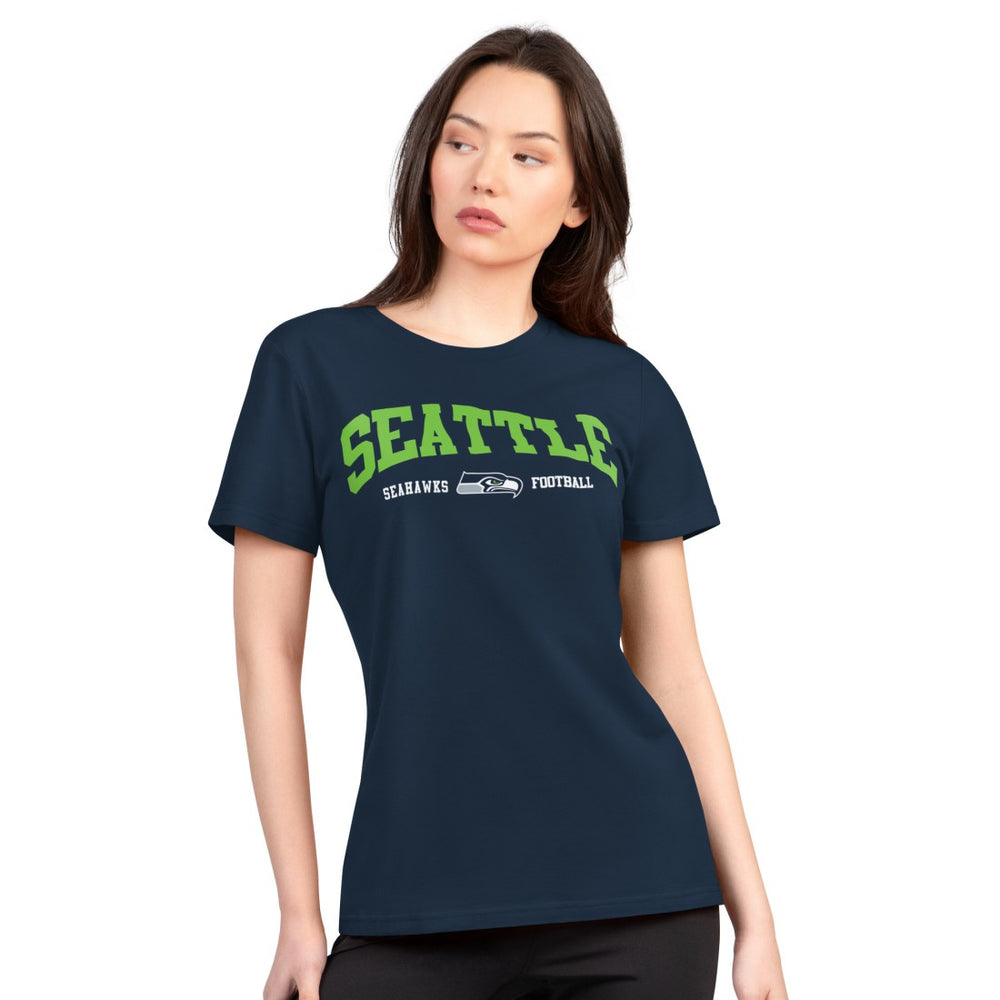Seattle Seahawks G-III 4Her by Carl Banks Women's Super-Slim Lightweight Winning Crew T-Shirt - Navy sale