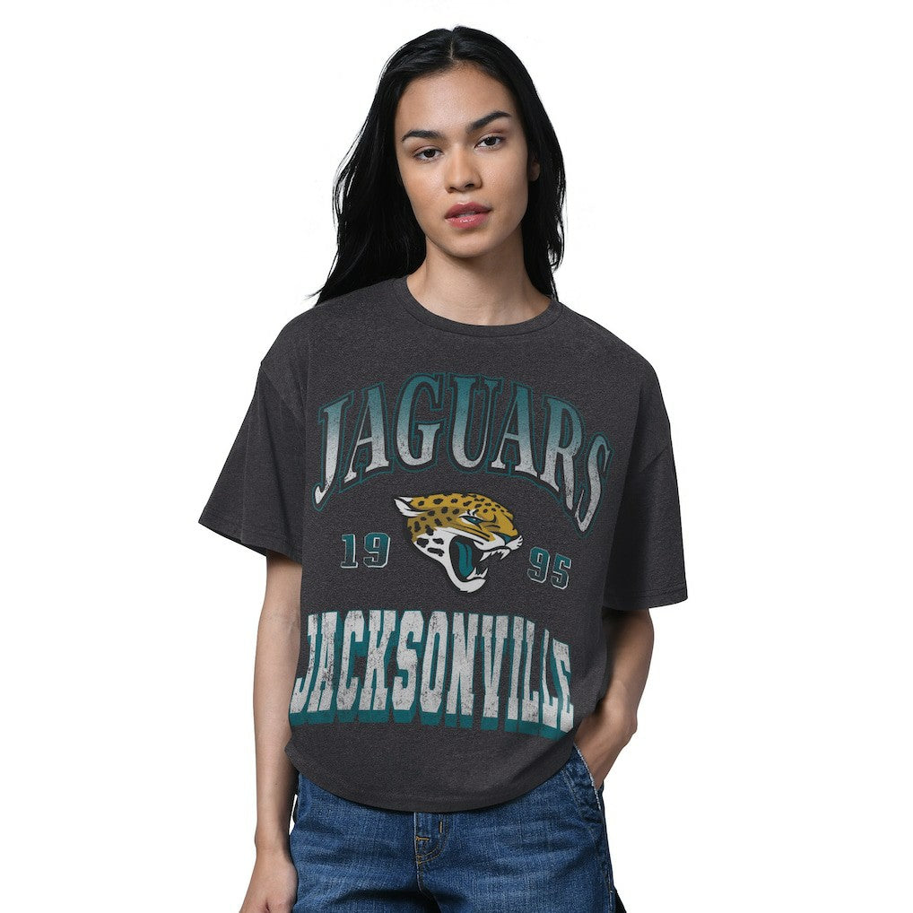 Jacksonville Jaguars Starter Women's Oversized Hall of Fame T-Shirt - Heather Black discount