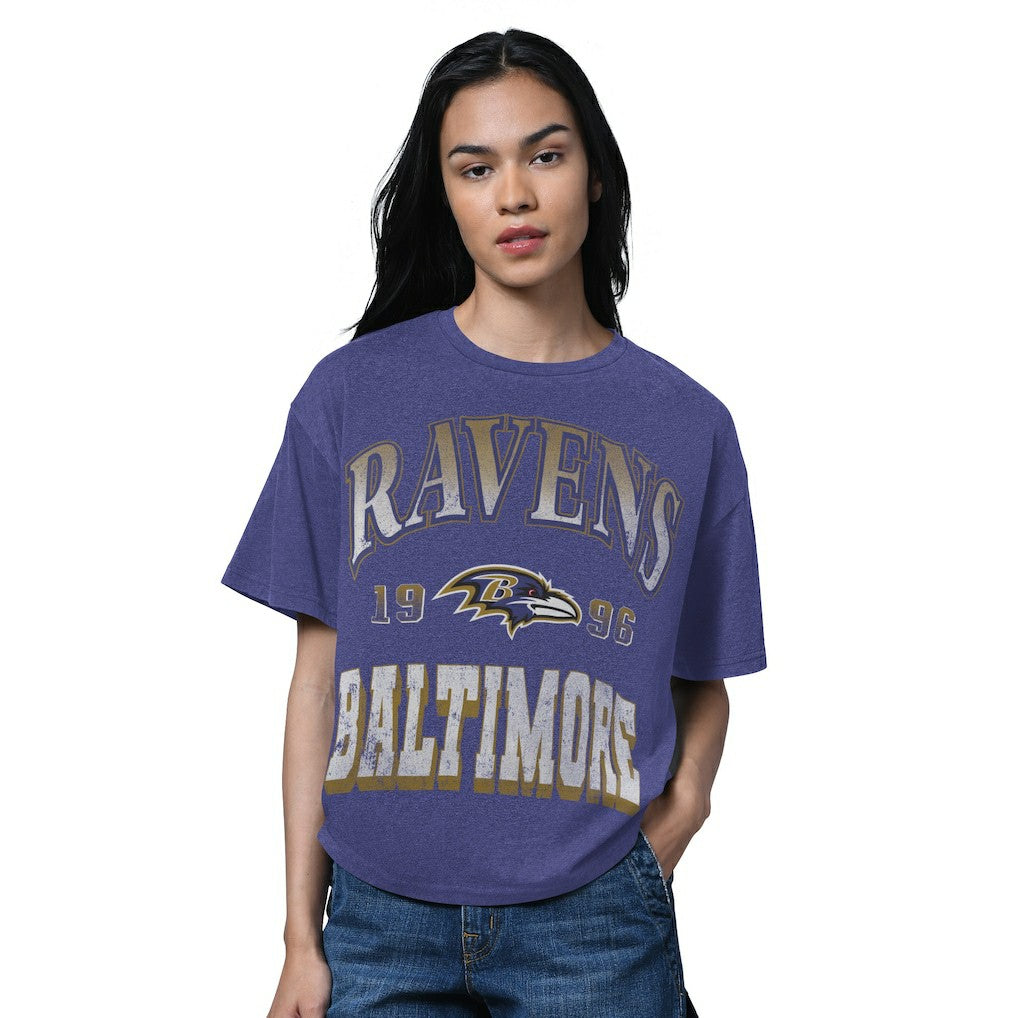 Baltimore Ravens Starter Women's Oversized Hall of Fame T-Shirt - Heather Purple sale