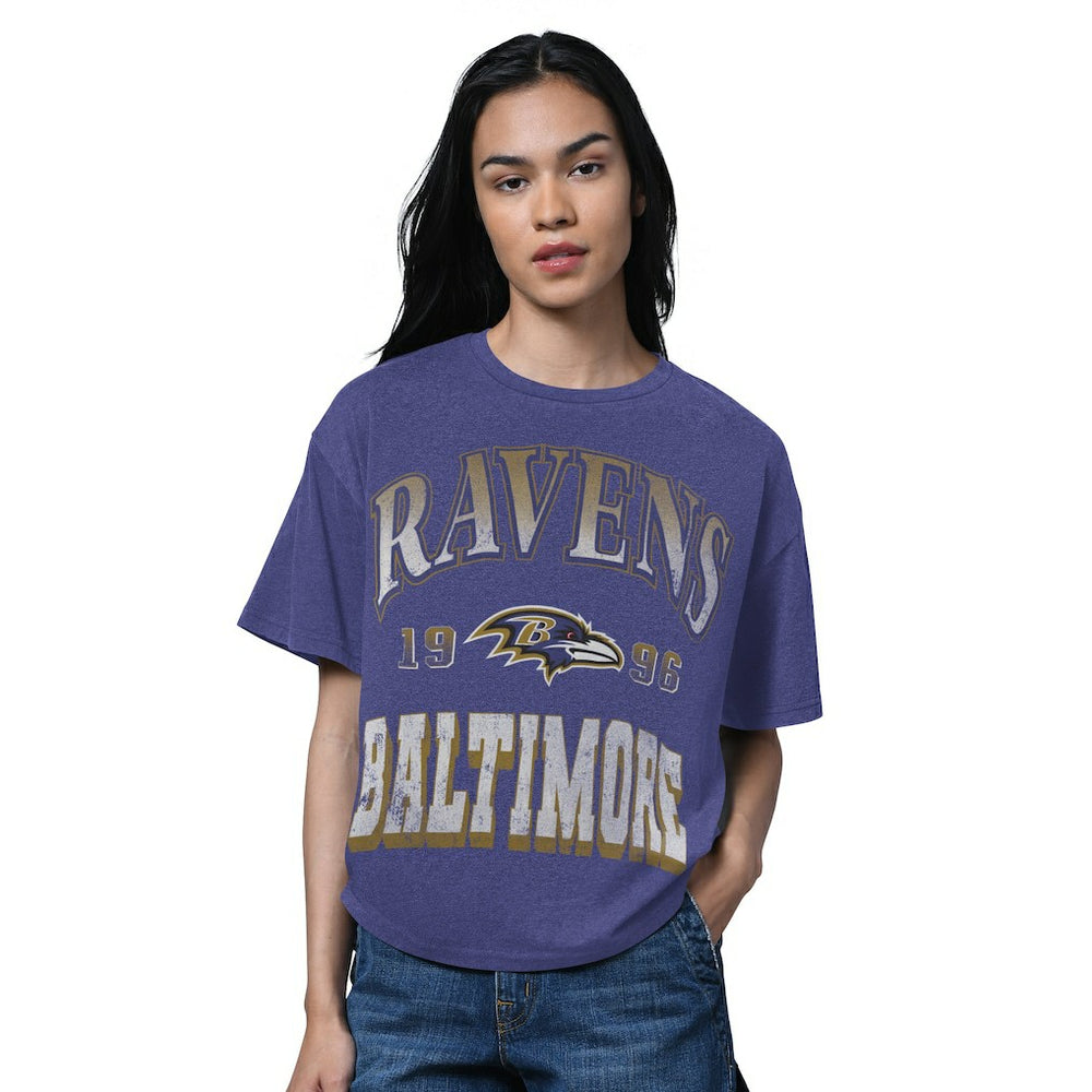 Baltimore Ravens Starter Women's Oversized Hall of Fame T-Shirt - Heather Purple sale