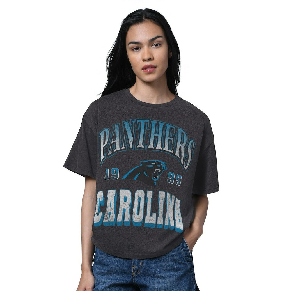 Carolina Panthers Starter Women's Oversized Hall of Fame T-Shirt - Heather Black on sale