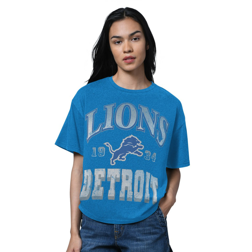 Detroit Lions Starter Women's Oversized Hall of Fame T-Shirt - Heather Blue discount