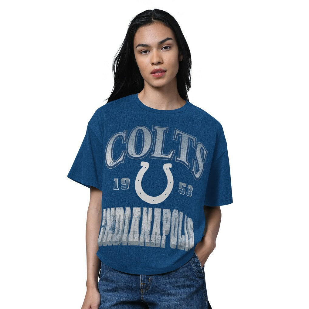 Indianapolis Colts Starter Women's Oversized Hall of Fame T-Shirt - Heather Royal for sale