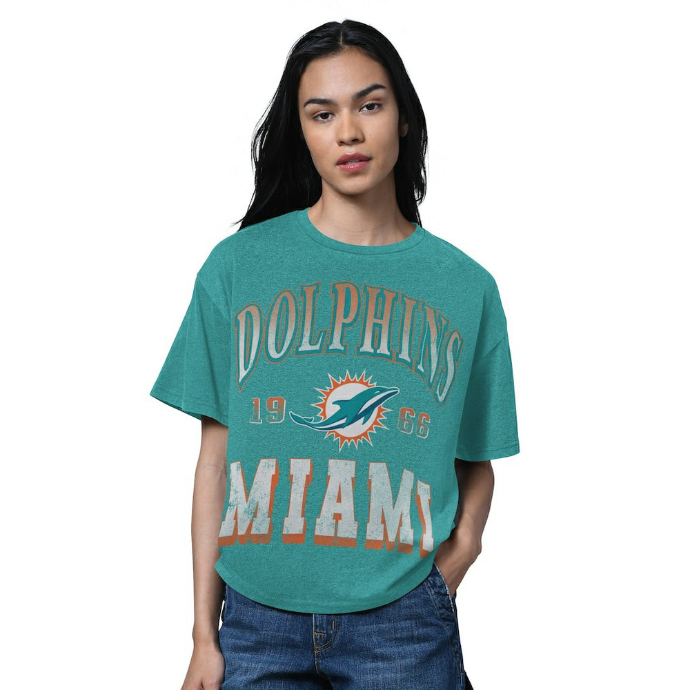 Miami Dolphins Starter Women's Oversized Hall of Fame T-Shirt - Heather Aqua sale