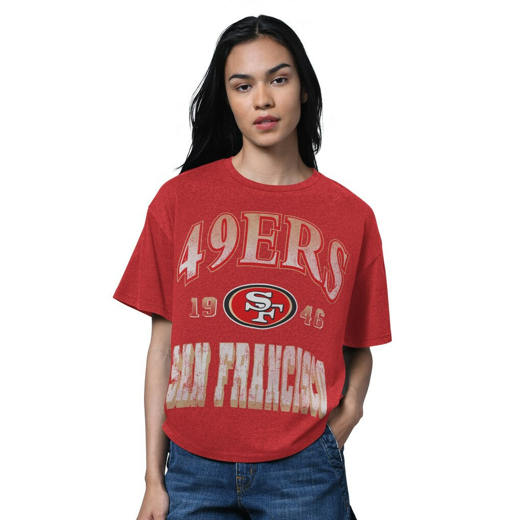 San Francisco 49ers Starter Women's Oversized Hall of Fame T-Shirt - Heather Scarlet online