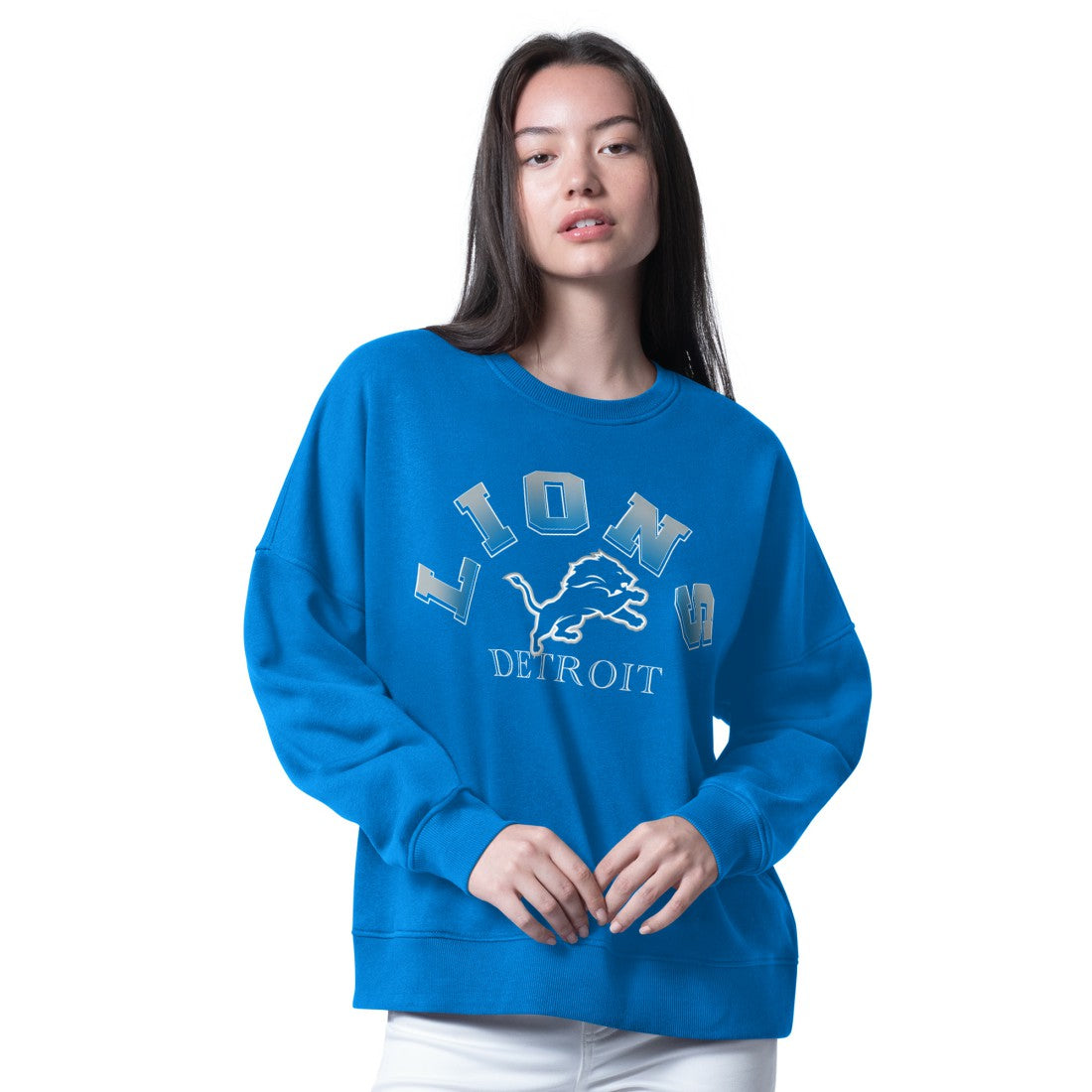 Detroit Lions G-III 4Her by Carl Banks Women's Oversized Feud Sweatshirt - Blue outlet