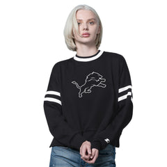 Detroit Lions Starter Women's Rally Drop Shoulder Cropped Sweatshirt - Black sale