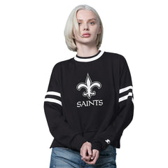 New Orleans Saints Starter Women's Rally Drop Shoulder Cropped Sweatshirt - Black discount