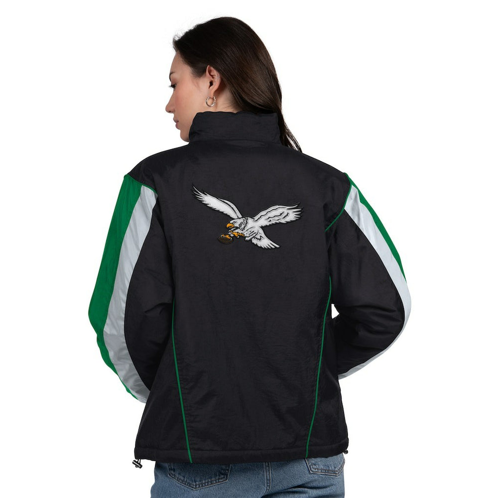 Philadelphia Eagles Starter Women's Thursday Night Gridiron Half-Zip Jacket - Black/Kelly Green sale