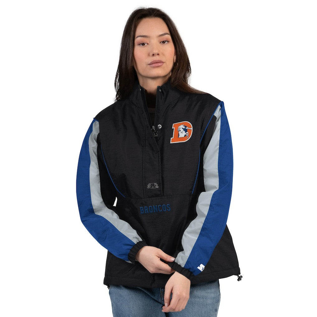 Denver Broncos Starter Women's Thursday Night Gridiron Half-Zip Jacket - Black/Navy on sale