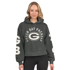 Green Bay Packers Starter Women's Star Player Cropped Fleece Pullover Hoodie - Heather Charcoal sale