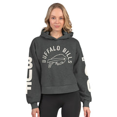 Buffalo Bills Starter Women's Star Player Cropped Fleece Pullover Hoodie - Heather Charcoal for sale
