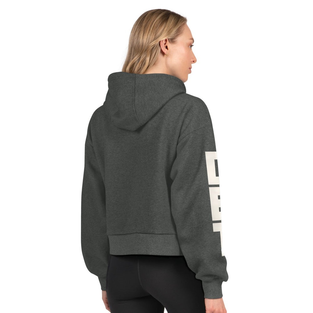 Detroit Lions Starter Women's Star Player Cropped Fleece Pullover Hoodie - Heather Charcoal for sale