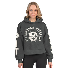 Pittsburgh Steelers Starter Women's Star Player Cropped Fleece Pullover Hoodie - Heather Charcoal online