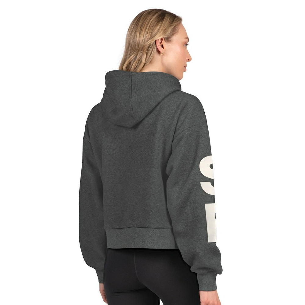 San Francisco 49ers Starter Women's Star Player Cropped Fleece Pullover Hoodie - Heather Charcoal cheap