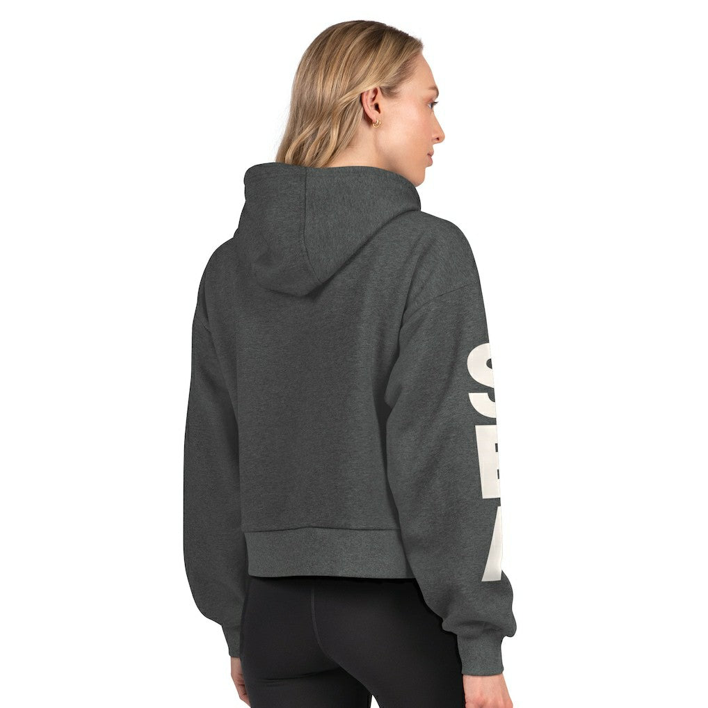 Seattle Seahawks Starter Women's Star Player Cropped Fleece Pullover Hoodie - Heather Charcoal sale